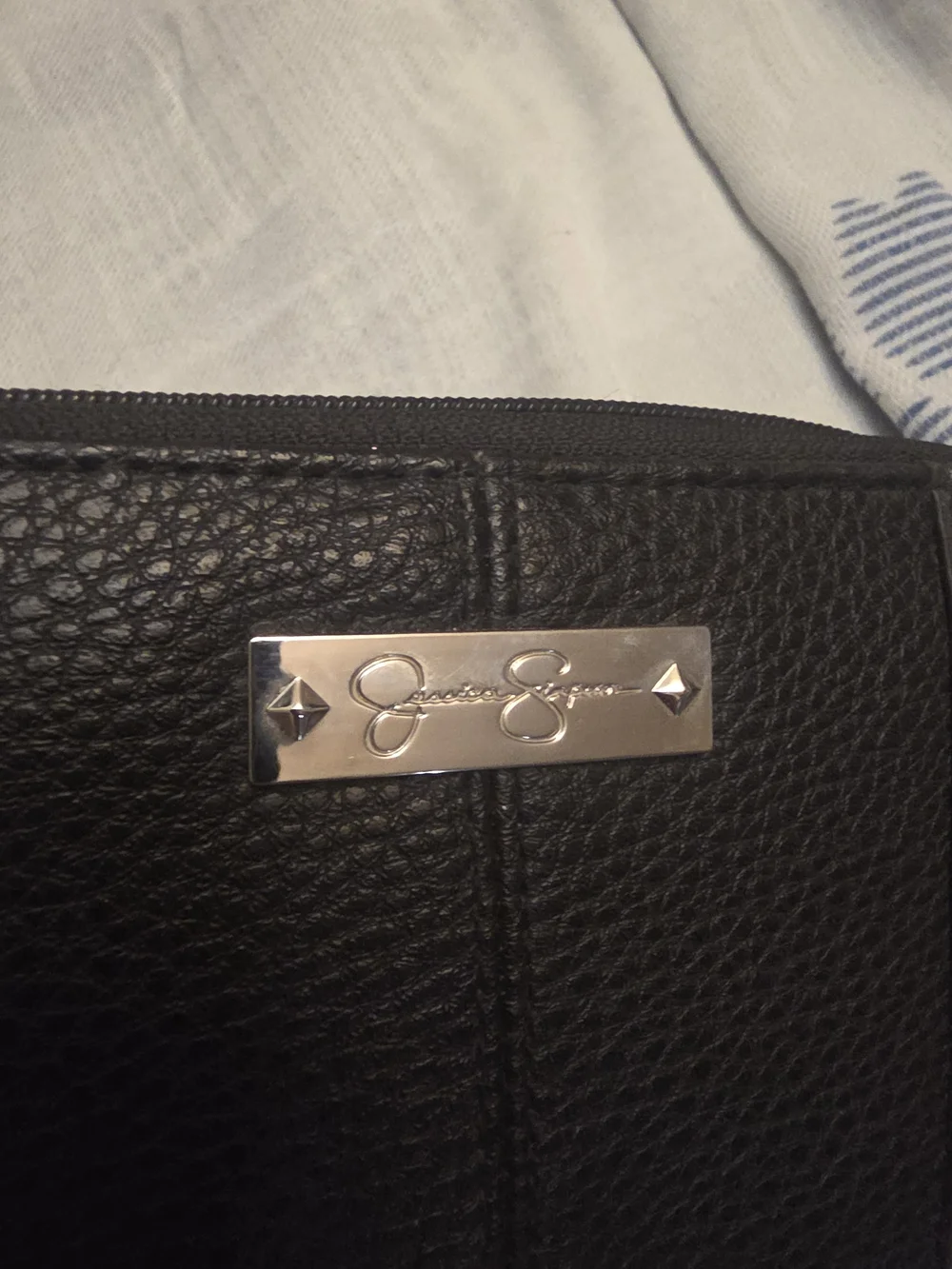 Jessica Simpson Black Pebbled Zip Wallet